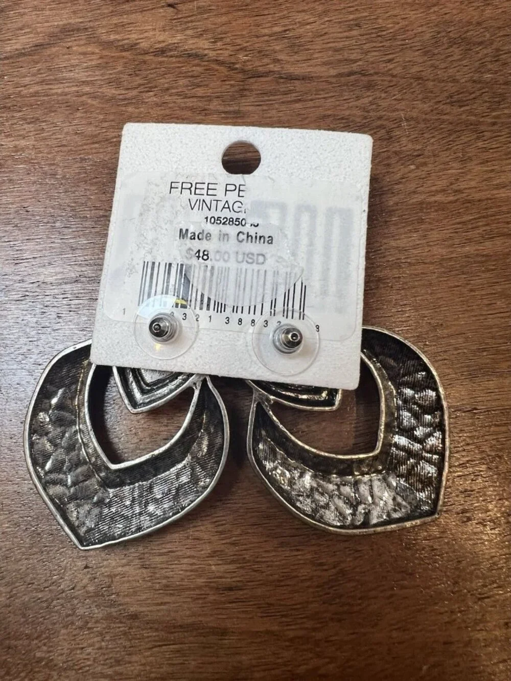 Free People Cecilia Green Silver Statement Earrings Boho Festival NWT